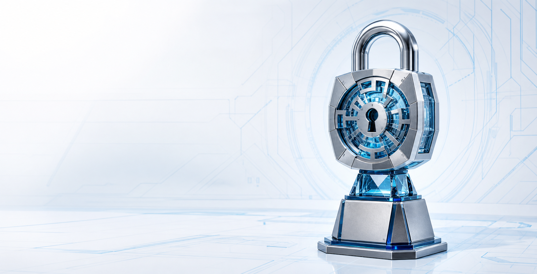 Futuristic padlock-shaped trophy